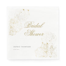 Elegante Dourado Peonies Floral SketChá de panela