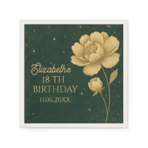 Elegante Dourado Peony Birthday Napkins - Decoraçã