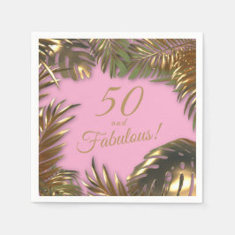 Guardanapo De Papel Elegante Dourado Rosa 50 Fabuloso Aniversário