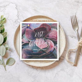 Guardanapo De Papel Elegante Dourado Roxo Hydrangeas aniversário de 21