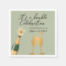 Elegante Dupla Celebração Verde Aniversário