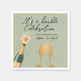 Guardanapo De Papel Elegante Dupla Celebração Verde Aniversário