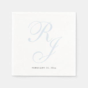 Guardanapo De Papel Elegante Dusty Blue Monograma Casamento Napkins