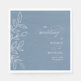 Guardanapo De Papel Elegante Dusty Minimalista Azul Deixa Casamento