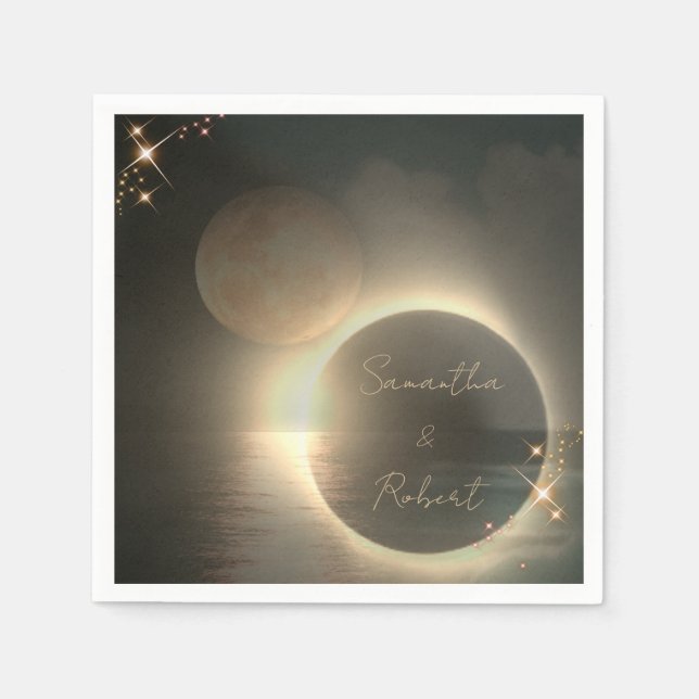 Guardanapo De Papel Elegante Eclipse Solar Sépia Personalizado Fotogra (Frente)