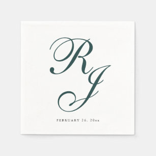 Guardanapo De Papel Elegante Emerald Green Monograma Wedkins