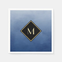 Elegante Esmagado De Azul Com Simples Monograma Do