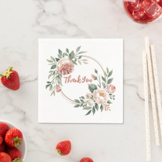 Guardanapo De Papel Elegante Eucalyptus Peach Floral
