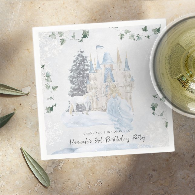 Guardanapo De Papel Elegante Fairy Tale | Princesa de inverno Aniversá (Criador carregado)