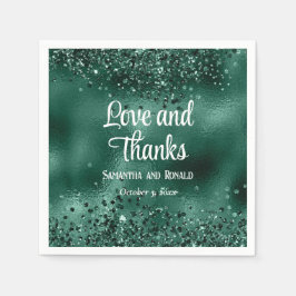 Guardanapo De Papel Elegante Faux Dark Green Glitter e Foil Weds