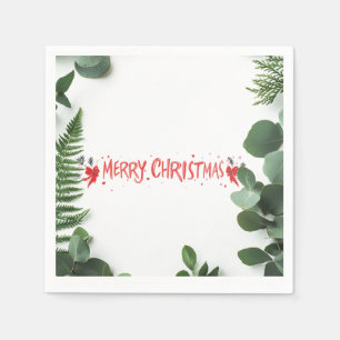 Guardanapo De Papel Elegante "Feliz Natal" Greenery Napkins