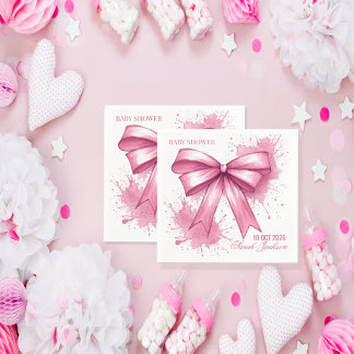 Guardanapo De Papel Elegante Fita de Aquarela Rosa