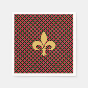 Guardanapo De Papel Elegante Fleur-de-lis ou Flor de Lírio em Preto e