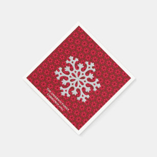 Guardanapo De Papel Elegante Floco de Neve Vermelho Festivo