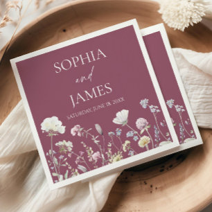 Guardanapo De Papel Elegante Flor de Campo Floral Flores Casamento