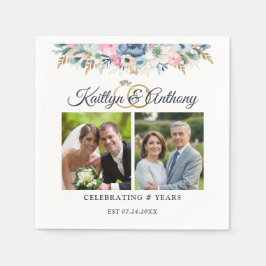 Guardanapo De Papel Elegante Floral Aquarela de Aniversário 2 Fotos