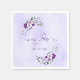 Guardanapo De Papel Elegante Floral Aquarela Roxo