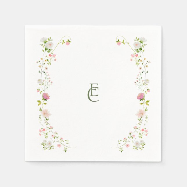 Guardanapo De Papel Elegante floral Boho Wedding (Frente)