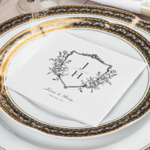 Elegante Floral Crest Monograma Casamento 