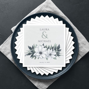 Guardanapo De Papel Elegante Floral Mint Teal