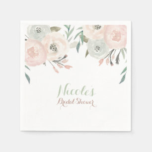Guardanapo De Papel Elegante floral moderno do verde cor-de-rosa &