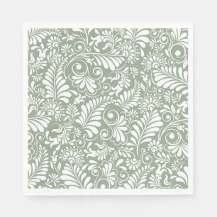 Guardanapo De Papel Elegante Floral Verde Salvar Redemoinho Ornamentad