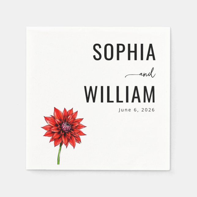 Guardanapo De Papel Elegante Gerbera Floral Vermelha (Frente)
