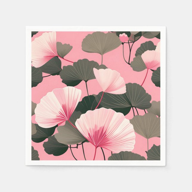 Guardanapo De Papel Elegante Ginkgo Leaf Pattern (Frente)