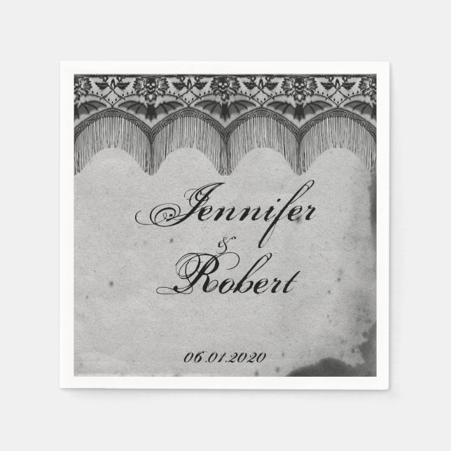 Guardanapo De Papel Elegante Gótico Lace Posh Wedh Napkin (Frente)