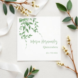 Guardanapo De Papel Elegante Greenery Quinceañera