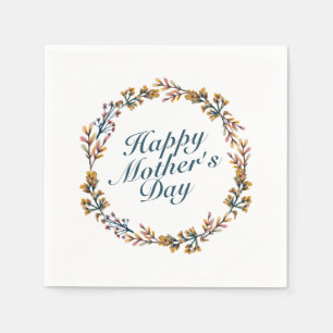 Guardanapo De Papel Elegante Happy Dia de as mães Floral Wreath Napkin