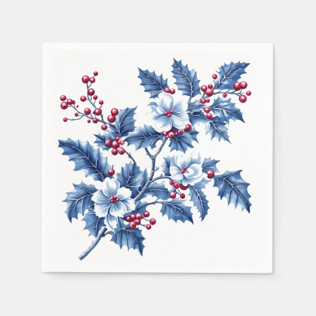 Guardanapo De Papel Elegante Holly e Berries Napkins (Frente)