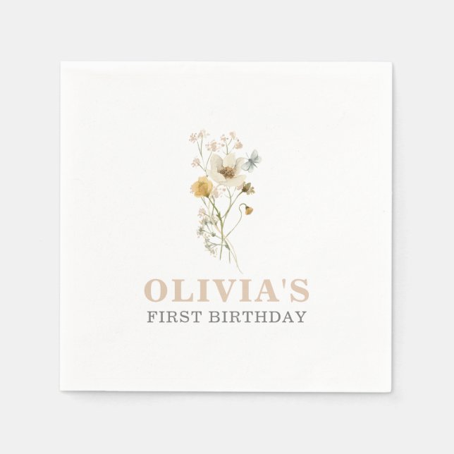 Guardanapo De Papel Elegante jardim boho de flores silvestres Primeiro (Frente)
