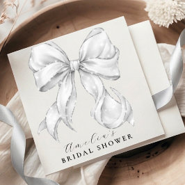 Guardanapo De Papel Elegante, laço branco de chá de panela de casament
