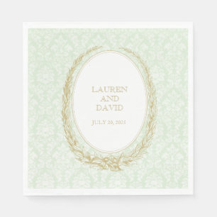 Guardanapo De Papel Elegante Laurel Wreath Damasco Verde
