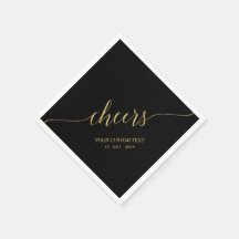 Elegante Letreiro Dourado e Preto Estiloso Cheers