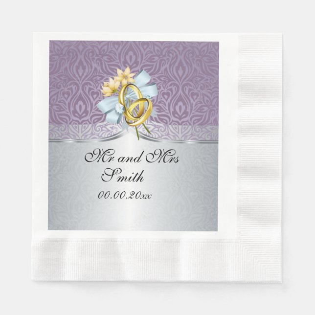 Guardanapo De Papel Elegante Lilac Wedding Papel Personalizado Napkin (Frente)