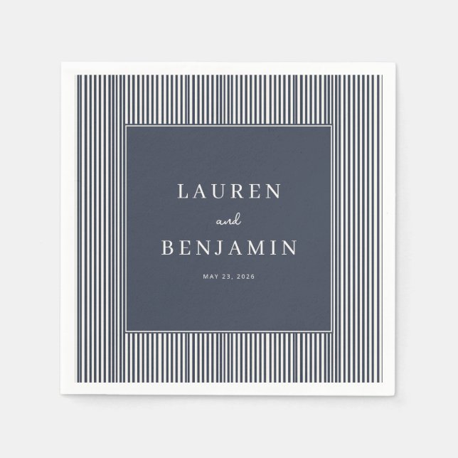 Guardanapo De Papel Elegante Listras Navy Minimalista (Frente)