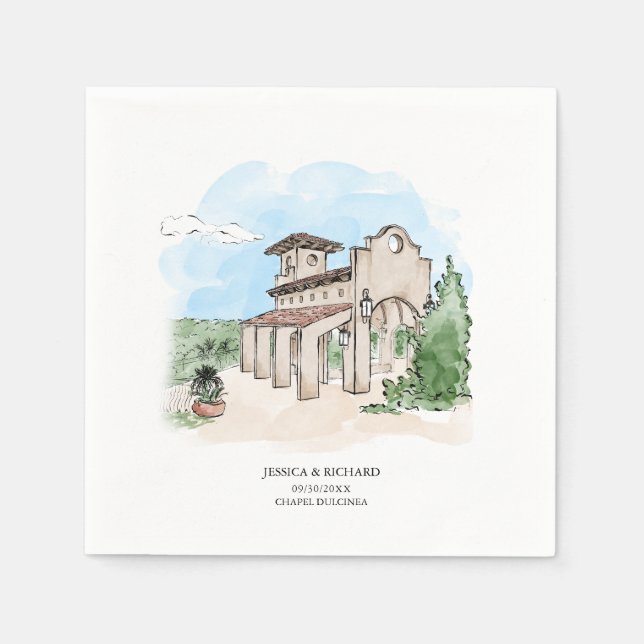 Guardanapo De Papel Elegante Local Desenhado À Mão Obrigado (Frente)