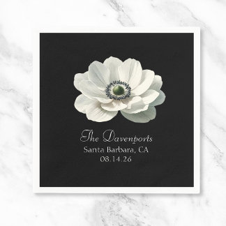 Guardanapo De Papel Elegante Luxo Floral Moderno Casamento Preto & Bra