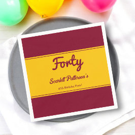 Guardanapo De Papel Elegante Luxúria Borgonha E aniversário de 40 anos