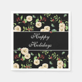 Guardanapo De Papel Elegante Magnolia e Berries Watercolor