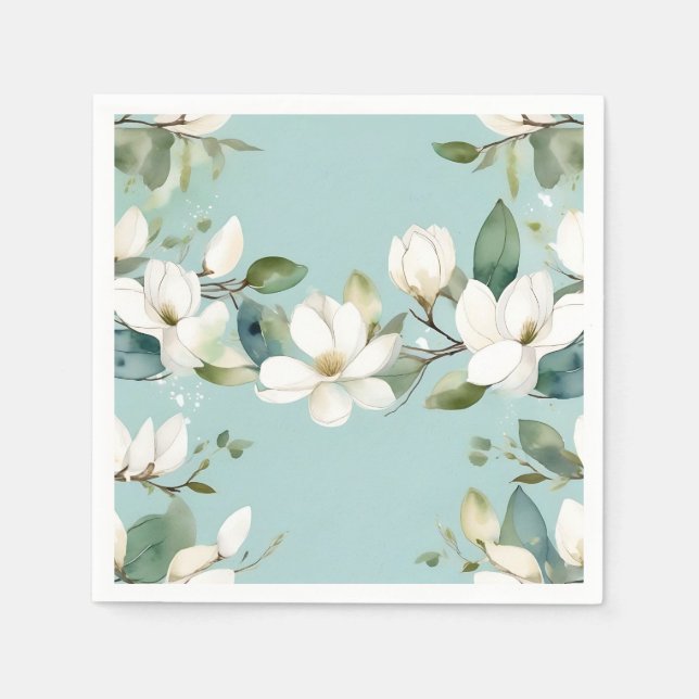 Guardanapo De Papel Elegante Magnolia e Greenery Garland (Frente)