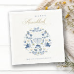 Guardanapo De Papel Elegante Marinho Clássico Azul Feliz Hanukkah Flor<br><div class="desc">Se precisar de mais alguma personalização,  por favor,  sinta-se à vontade para me enviar uma mensagem em yellowfebstudio@gmail.com.</div>