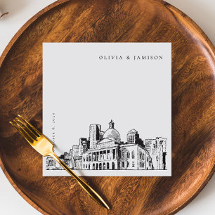 Guardanapo De Papel Elegante Modern Boston Sketch New England Casament