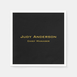 Guardanapo De Papel Elegante Moderno Dourado e Negro Metálico