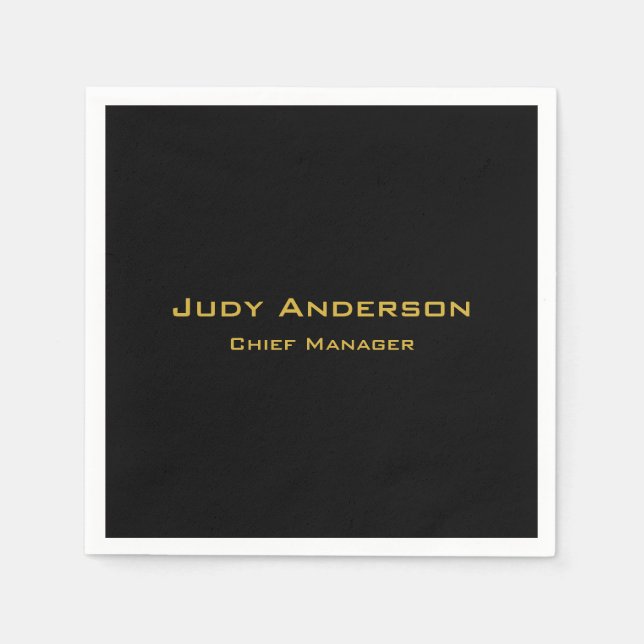 Guardanapo De Papel Elegante Moderno Dourado e Negro Metálico (Frente)