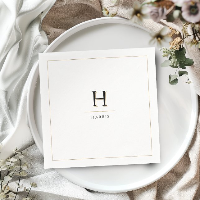 Guardanapo De Papel Elegante Moderno Monograma de Família com Classe L (Simple Elegant Modern Classy Luxe Family Monogram Napkins)