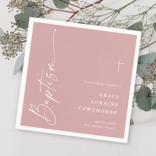 Guardanapo De Papel Elegante Moderno Script Rosa Po dusty Meninas Bati