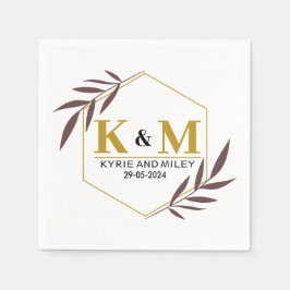 Guardanapo De Papel elegante monograma casamento dourado